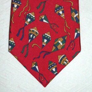 BROOKS BROTHERS MAKERS red gold kite 100% silk tie
